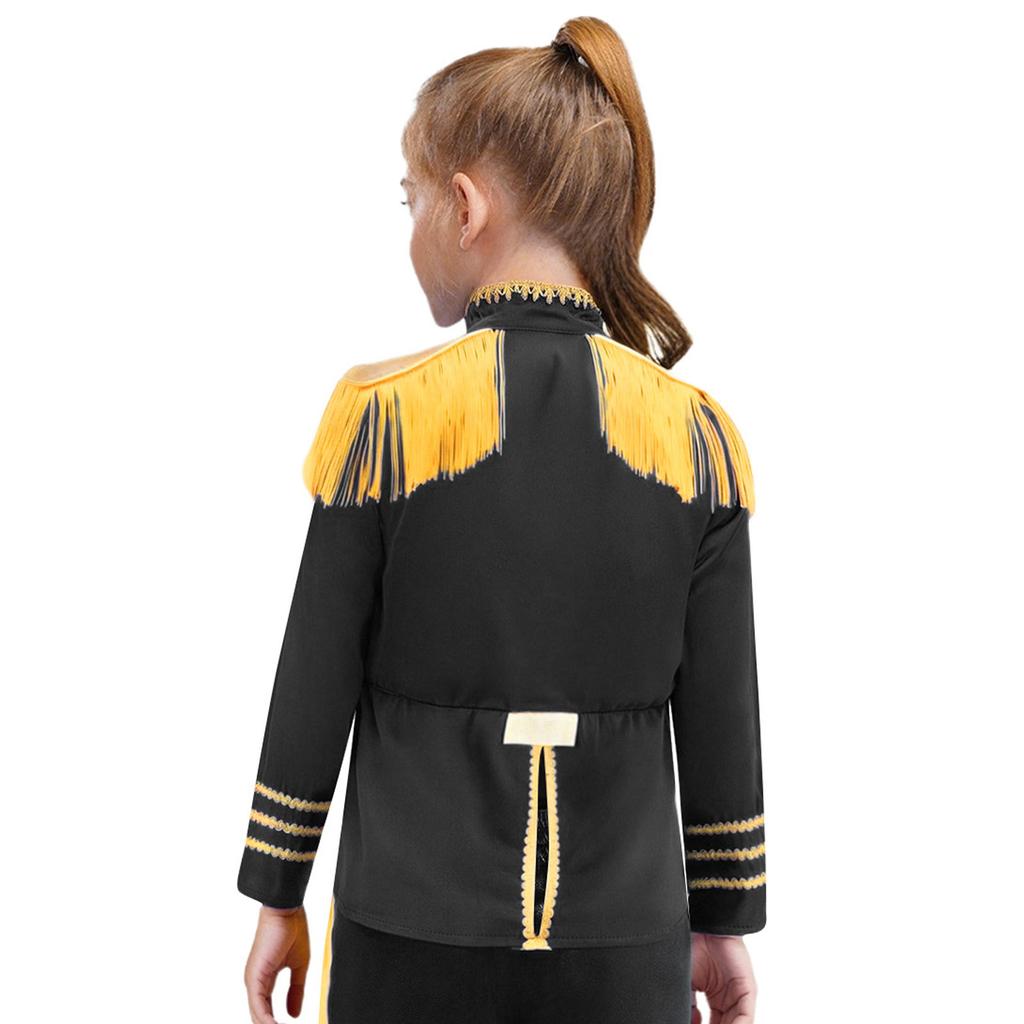 Costum Copii Stea Britanică Anii 1960 Mânecă Lungă Decorațiune Dantelă Aurie Cămașă Top Cosplay Muzician Trupa Rock