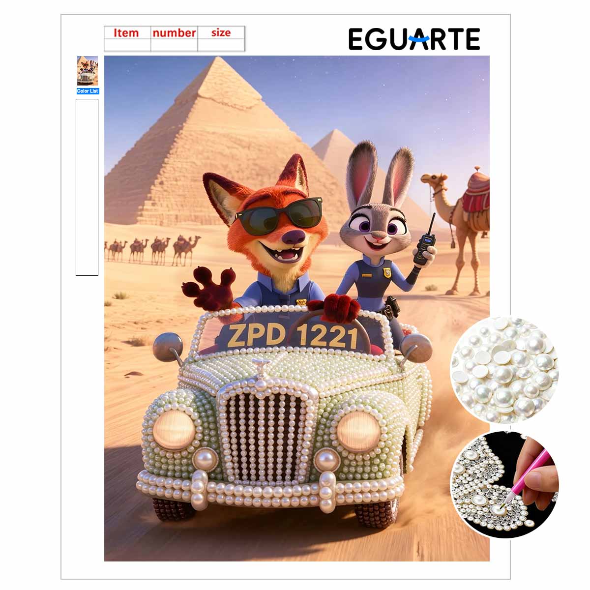 

Disney Pearl Painting Zootopia Nick and Judy Handmade DIY Pearl Gem Painting Pictures Crafts Special Shape Home Wall Decoration 30x40