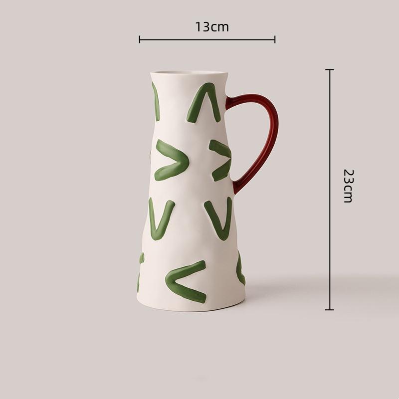 Ceramic Vase Kettle Flower Vase Flowerpot Geometric Graffiti Flower Arrangement Accessories Home Decoration Accessories