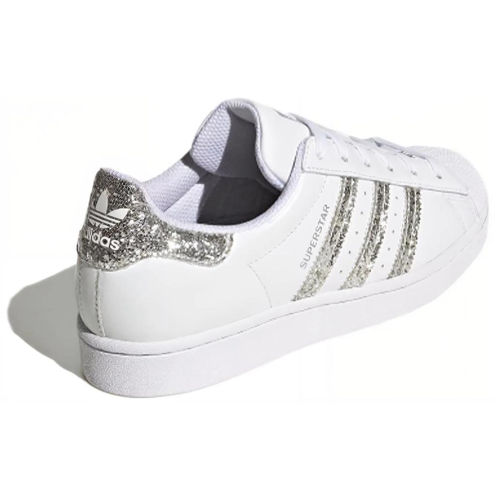 Adidas Womens Superstar 'Glitter' (women's sizes) Cloud White / Silver Metallic / Silver Metallic Skate Shoes FZ4445
