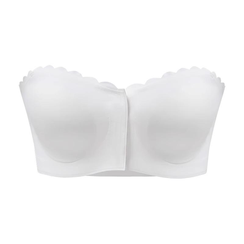 Large Size Front Button Underwear, Thin Design, Gathered Small Chest, Wrapped Around Chest, Invisible Transparent Strapless, Strapless