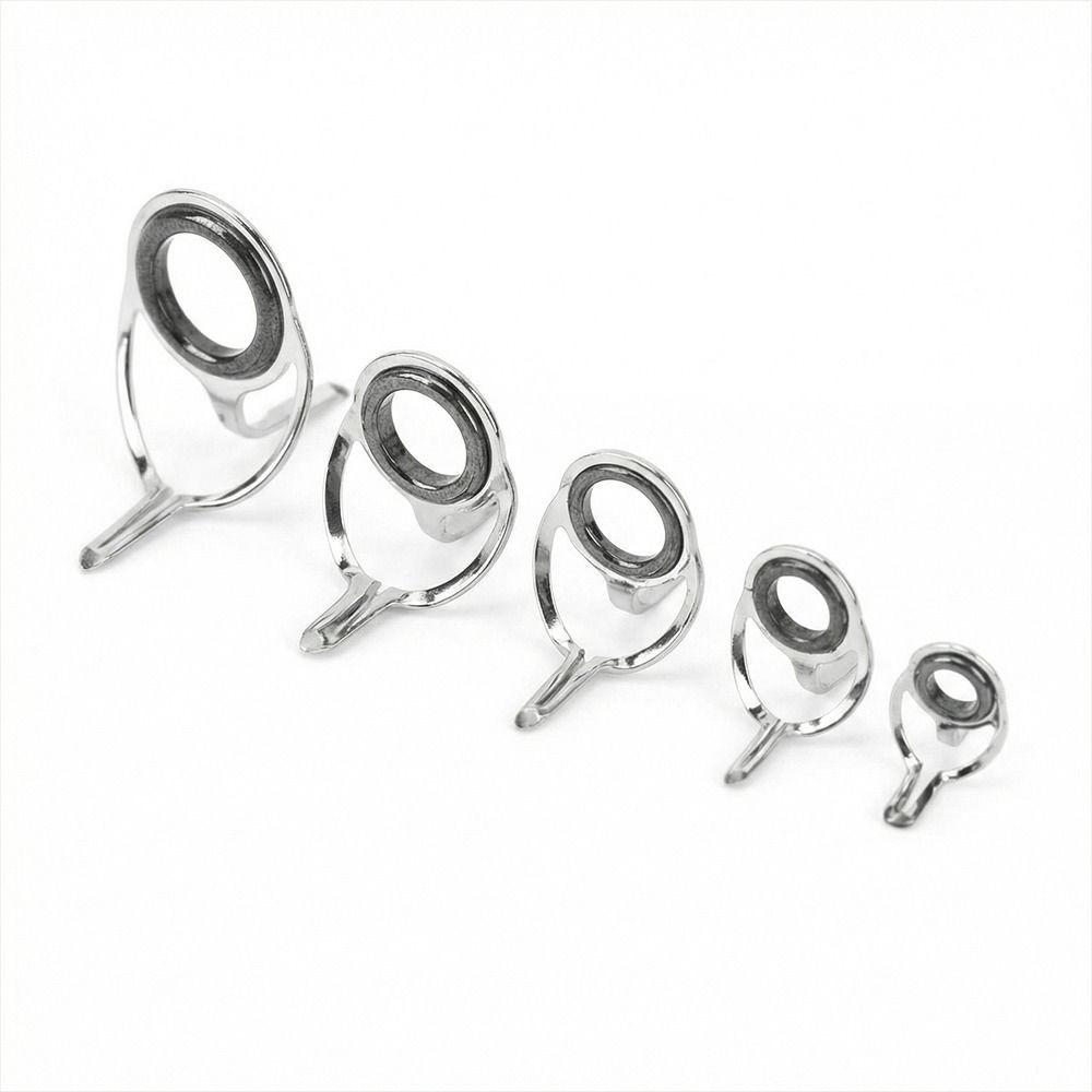 

5PCS Durable Stainless Steel Fishing Rod Guides Double Legs Ceramic Fishing Rod Guide Ring 5 Styles Rod Tip Guide Repair Kit