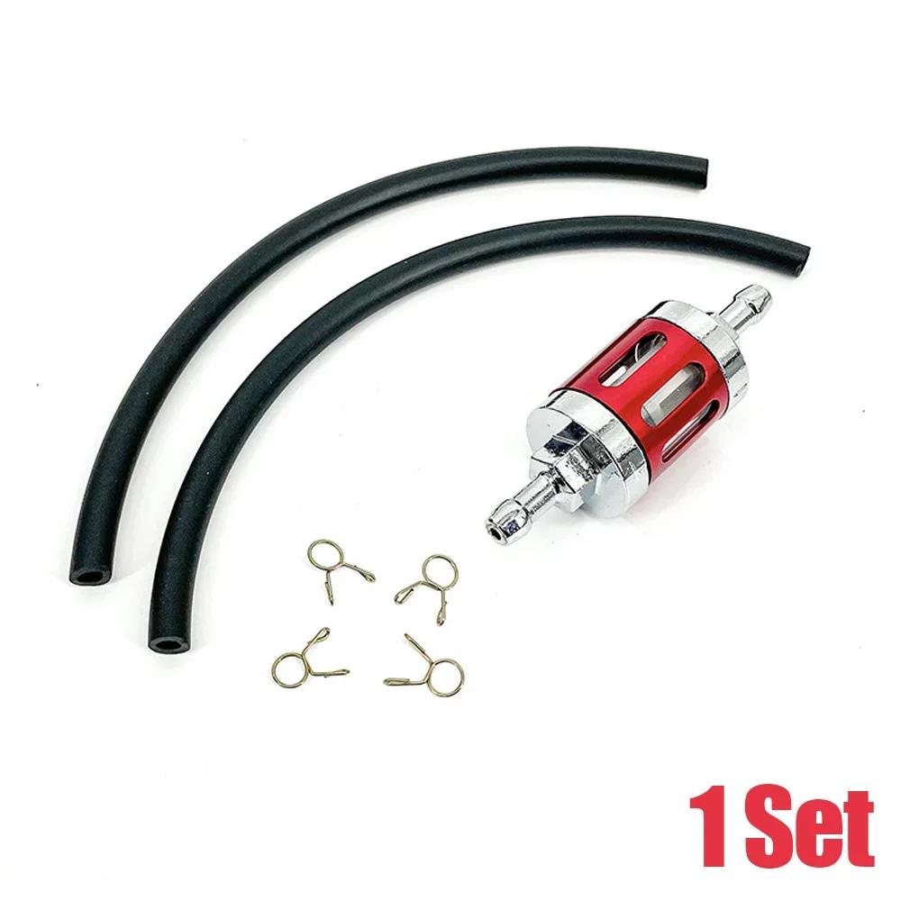 1 Set Motorbike Replaceable Accessories Motorcycle 8mm Inline Gasoline Oil Filter Glass Engine Gas Fuel Hose Clip CNC Tool Kit