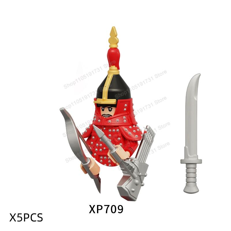 MOC Chinese Soldier Figures Building Blocks Shangzhou Dynasty Qin Dynasty Castle Warrior Knights Army Accessories Bricks Toys