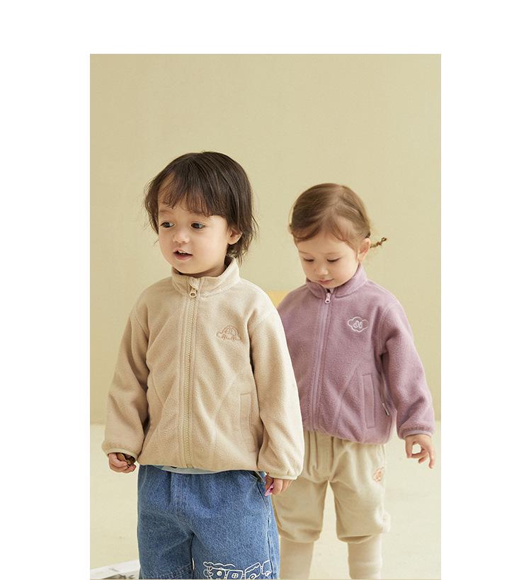 Tongbei 2025 Autumn Kids' Fleece Jackets - Unisex Semi-High Collar Warmth