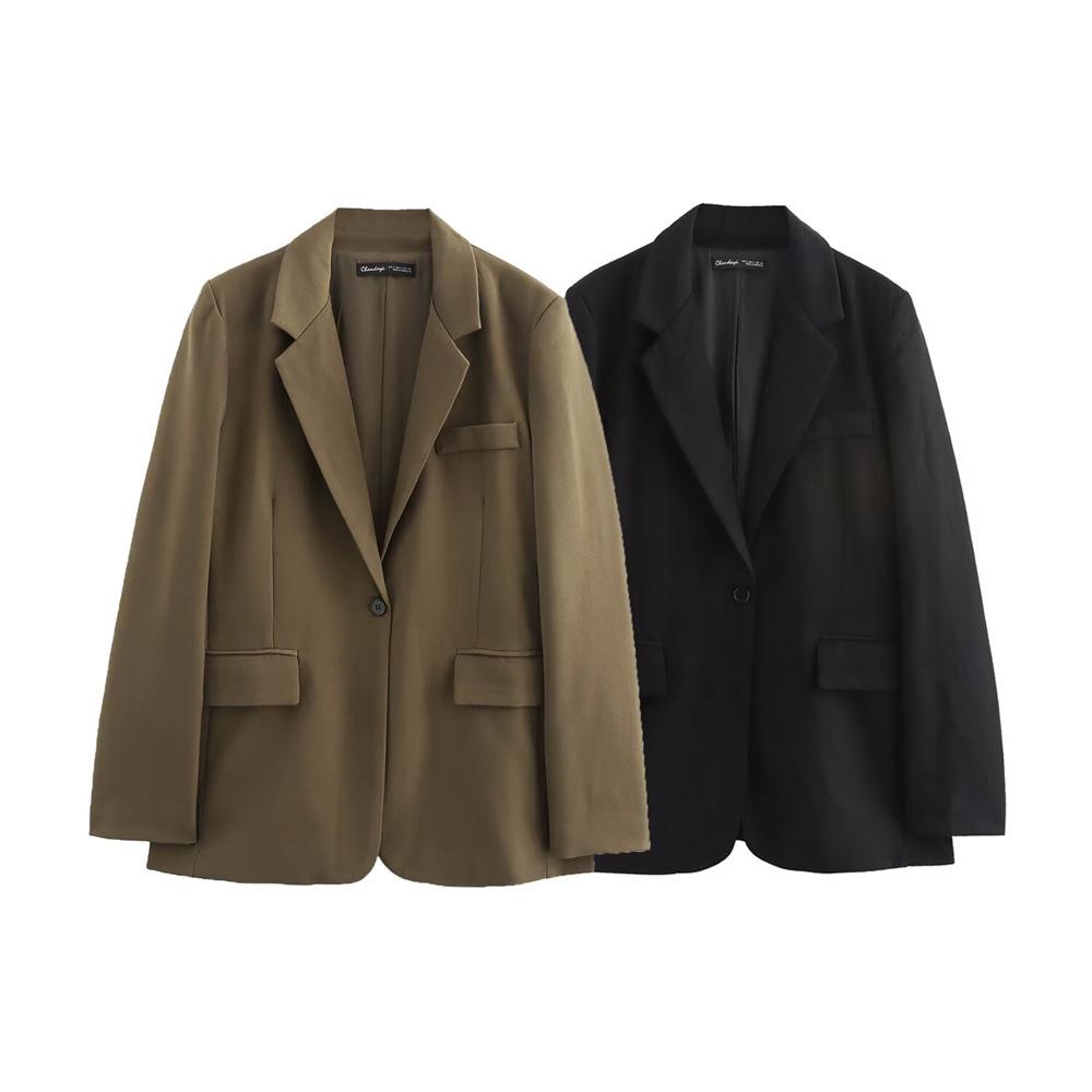 

Women s Autumn/Winter 2024 Simple Fashion Basic Suit Jacket S чёрный