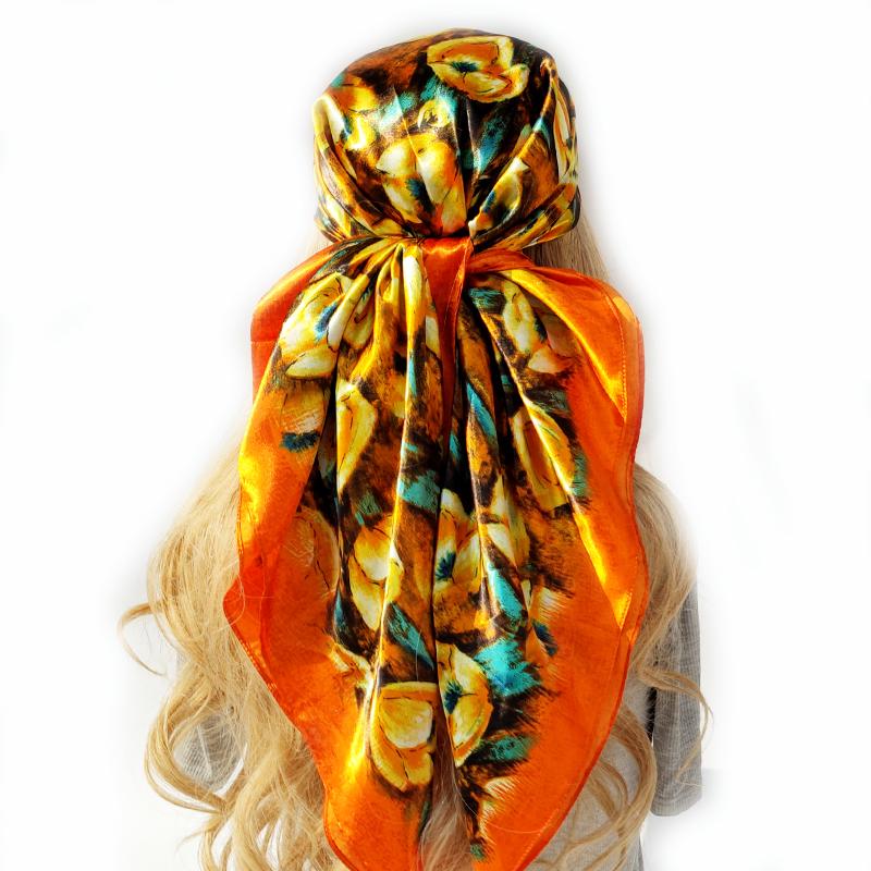 Europe And America Square Shawls Four Seasons Popular Silk Scarves Luxury Style Sunscreen Kerchief New Fashion 90X90CM Headcloth