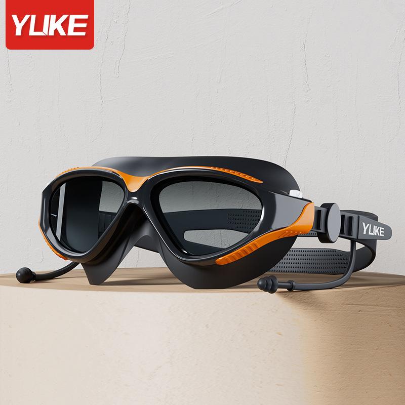 Großer Rahmen Professionelle HD Anti-Beschlag Silikon Schwimmbrille für Erwachsene Mit Ohrstöpseln Schwimmbrille Herren Damen Brille