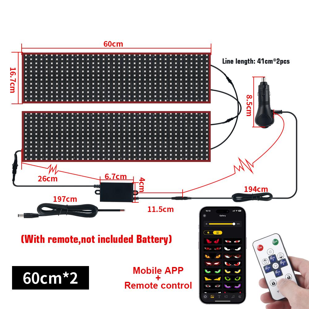 Devil's Eye LED Matrix Pixel Flexible Panel Night Light DIY Programmable Display Bluetooth App Control Lamp Car Truck Windshield