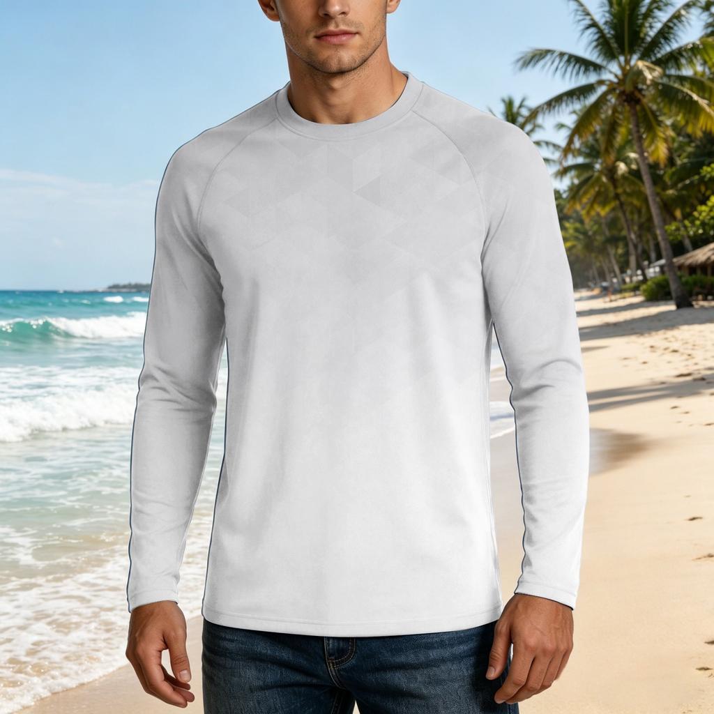 Men's UPF50+ Sun Protection Long Sleeve Shirt Stretch Outdoor Sports Performance Top Lightweight Breathable Fabric