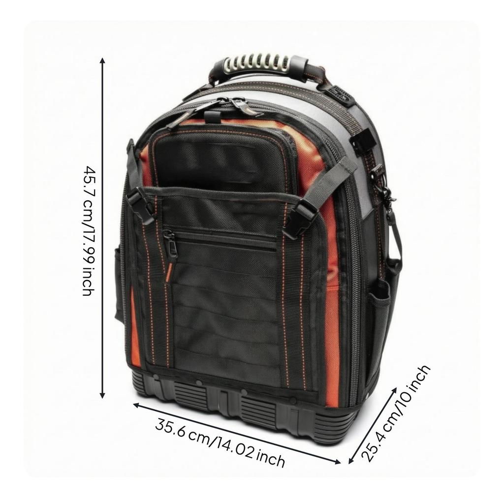 Tool Backpack Sturdy with Molded Base Adjustable for Tradespeople