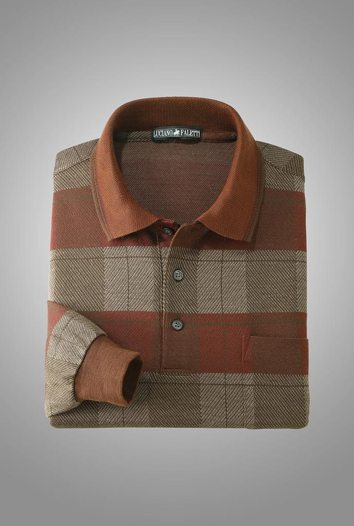 Wollmischungspolo M inländisch lang mit für M Bordeaux [Little Island] in Japan gefertigtes Hemd, Größe, Herren, hergestellt, Jacquard, Wolle, Ärmel, Kragen,