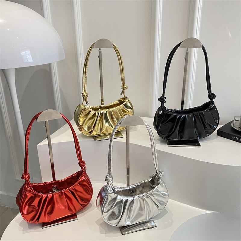 Glänzende Knödel-Tasche Modische und elegante plissierte Ein-Schulter-Tasche Hand-Trage-Achseltasche