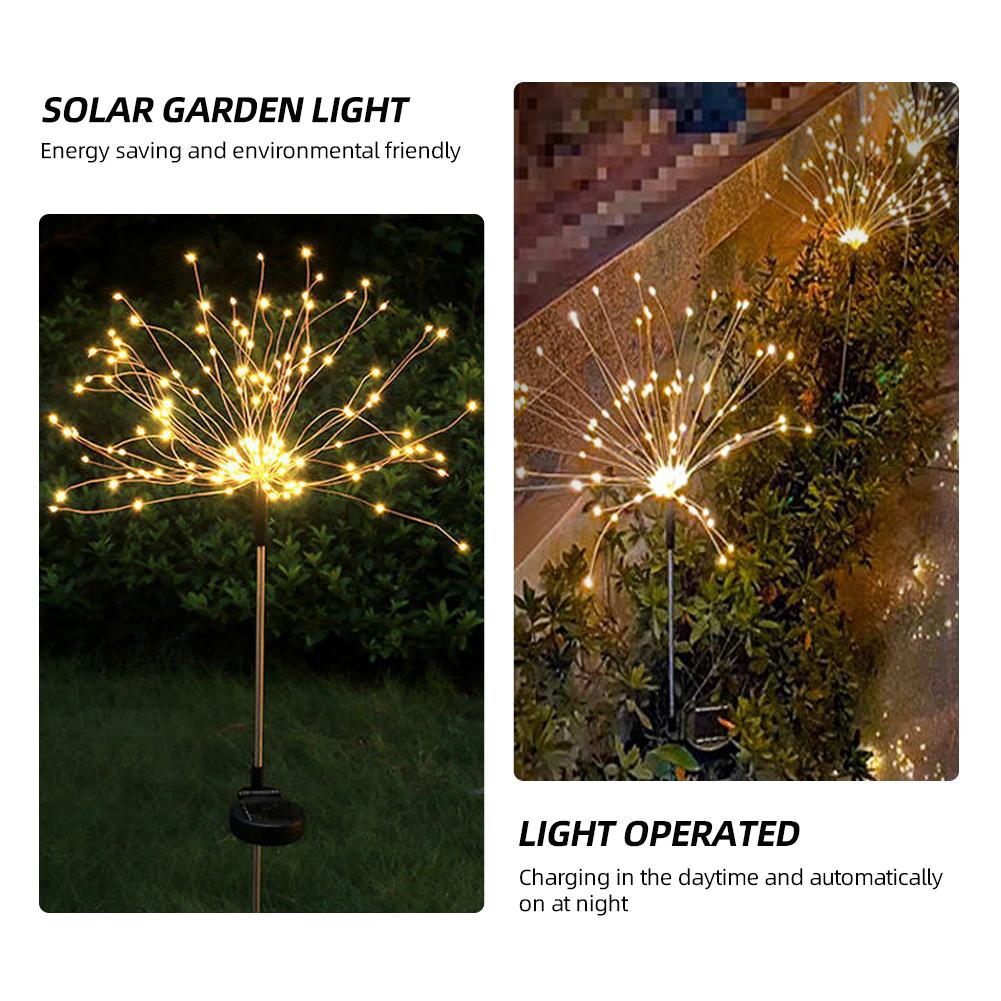 Solar Garden Light Lawn Light Firework Light Solar Powered String Light Waterproof 2 Lighting Modes