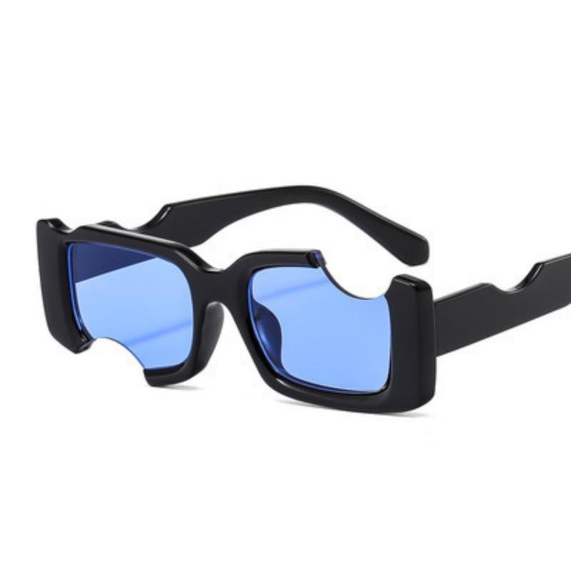 Hip Hop Square Sunglasses Women Men Off Notch Hole Design White Sun Glasses Blue Ladies Vintage Eyewear UV Protection