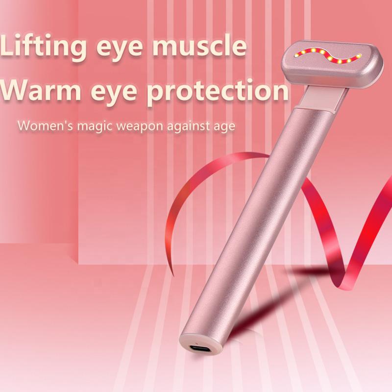 Electric Heat Eyes Massage Machine Facial Micro Beauty Equipment Ems Led Vibrating Wand Face and Eye Massager Instrument