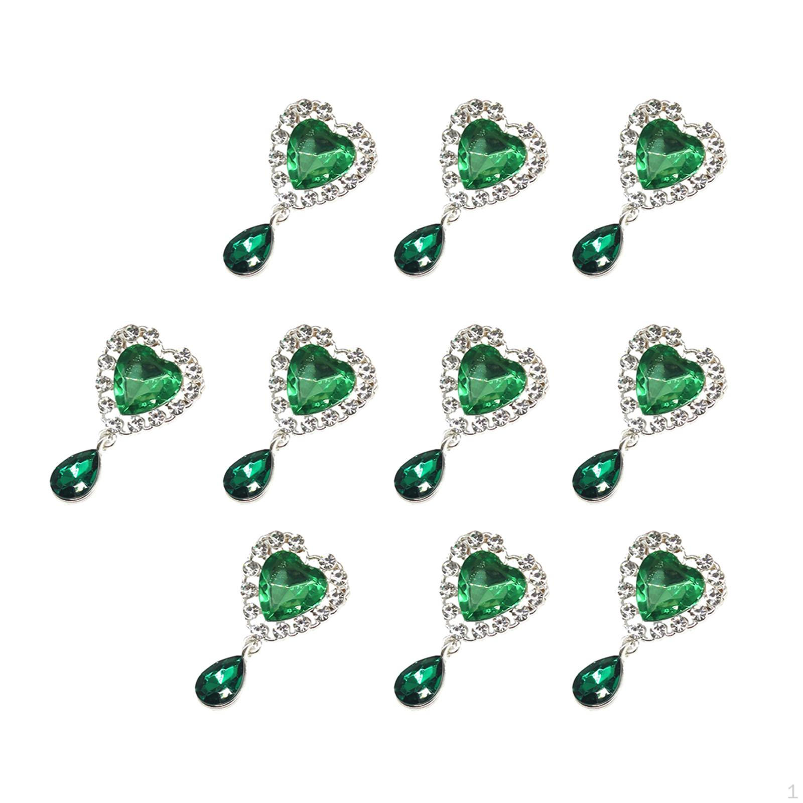 

10x Rhinestone Heart Pendant Love Charms Alloy Accessories for Jewelry Making DIY Necklace Bracelet