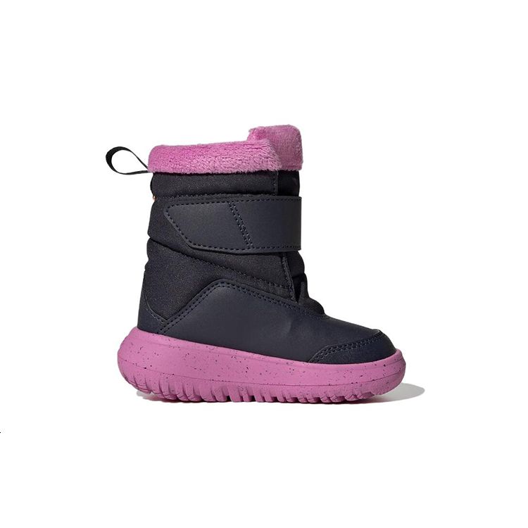 Adidas Winterplay Non-Slip Durable Warm High-Top Walking Shoes Baby Shoes Black Purple GZ6799