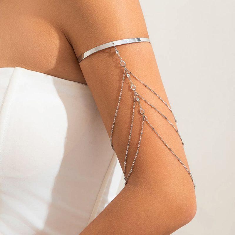 Fashion Wind Upper Arm Ornament Fashion Sexy Multi-Layer Rhinestone Chain Tassel Open Arm Ring Bracelet Women's Accessories
