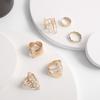 Leaf Crown Geometric Joint Ring 6-Piece Combination Ring Set, Best Selling