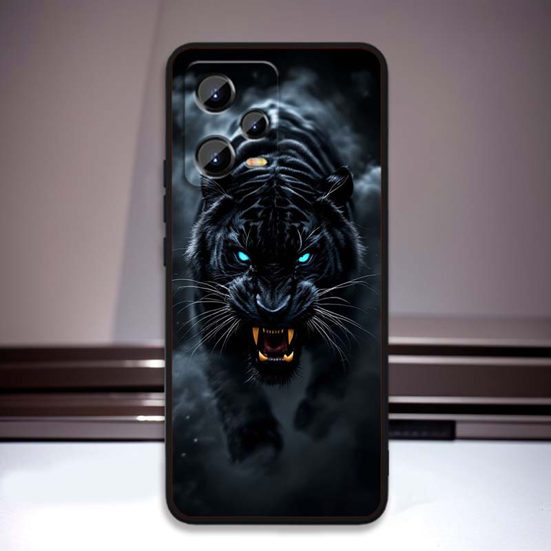 Löwe Bär Katze Cool Für Xiaomi Redmi Note 15 14 13 12 12S 11E 11 11S Pro Plus 4G 5G Schwarze Weiche TPU Handyhülle