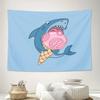 Ice Cream Shark Tapestry Wall Hanging Aesthetic Room Decor Beach Blanket Dorm Twin Size Cool Gift
