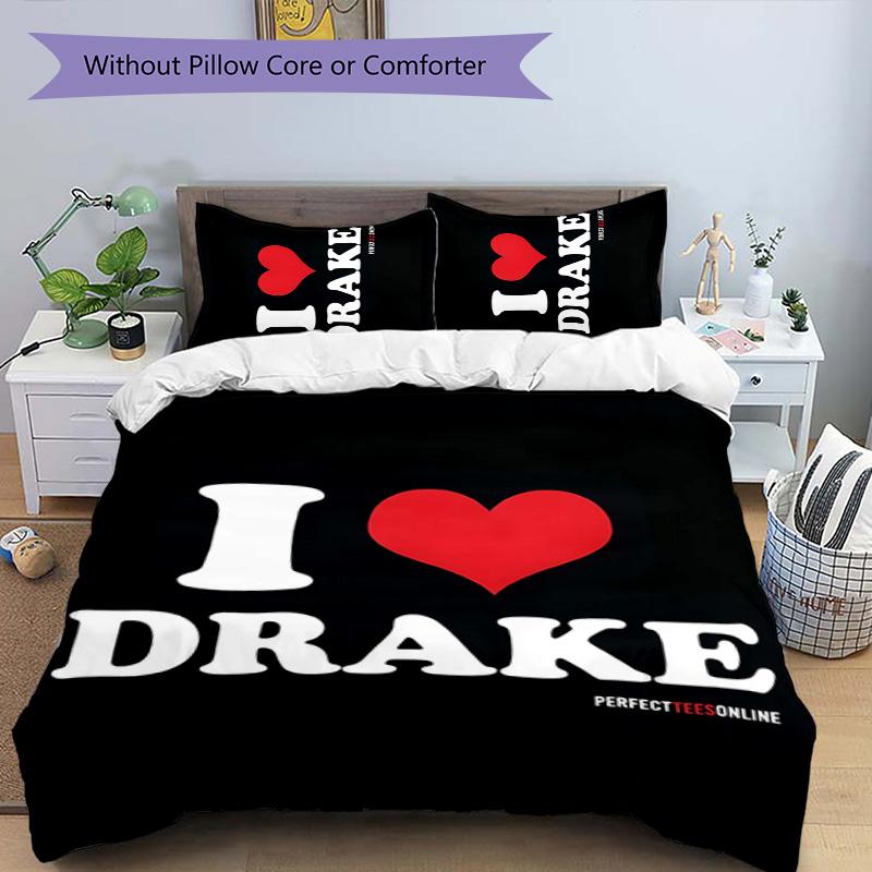 Drake 3pcs Bedding Set Duvet Cover Closure Includes 1 Duvet Cover & 2 Pillowcases for All Seasons Bedroom Home Dorm Decor