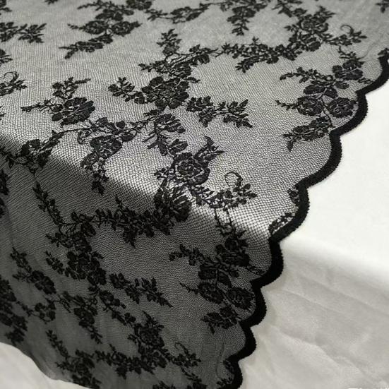 Yousheng French Lace Table Runner, Black & White Vintage Lace Runner for Coffee Table, Shoe Cabinet, Dining Table, Long Rectangular