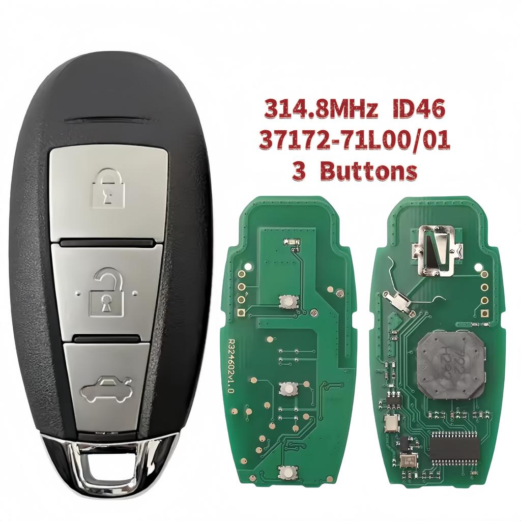 XJMYNB TS007 314.8MHz ID46 Chip 2/3 BTN Smart Remote Car Key For Suzuki Swift SX4 Vitara 2010-2016 P/N:37172-71L01 / 37172-71L00