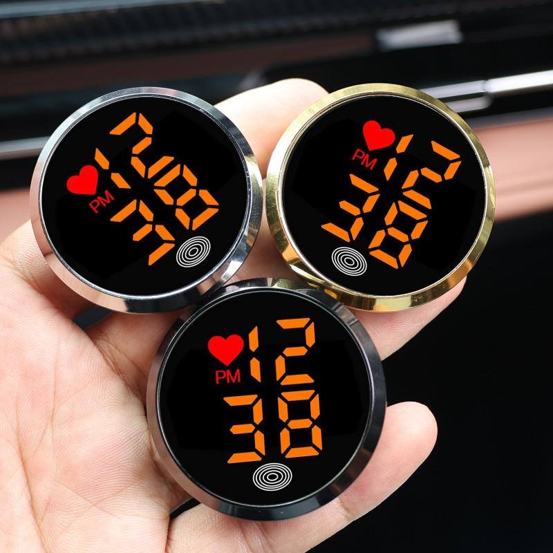 46mm Car Mini Luminous Car Clock Automobiles Internal Stick-On Watch Mechanics Quartz Clocks Auto Ornament Digital Clock