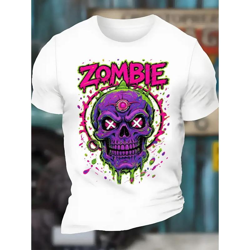 

European sizes Graphic T-Shirt - Men s Casual Crew Neck Tee, Streetwear Style, Summer Breathable Short Sleeve Top - Perfect Halloween 4XL