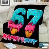 1PC Custom Name Dessert Number Celebration Flannel Blanket Versatile,all-season Throw Suitable for the Living Room,bedroom,camping,travel,and Gift