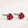 New European & American Fashion Earrings with AAA Zircon - Peach Heart Multi-Color Style