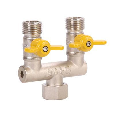 Brass Gas Valve U Shape 3 Way Splitter Shut Off Valve Independent Switch Connector for Home Use