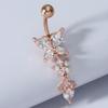 Schönes Bauchnabelpiercing Körperschmuck Mode Glänzend Schmetterling Blume Zirkon Anhänger Edelstahl Bauchnabelring