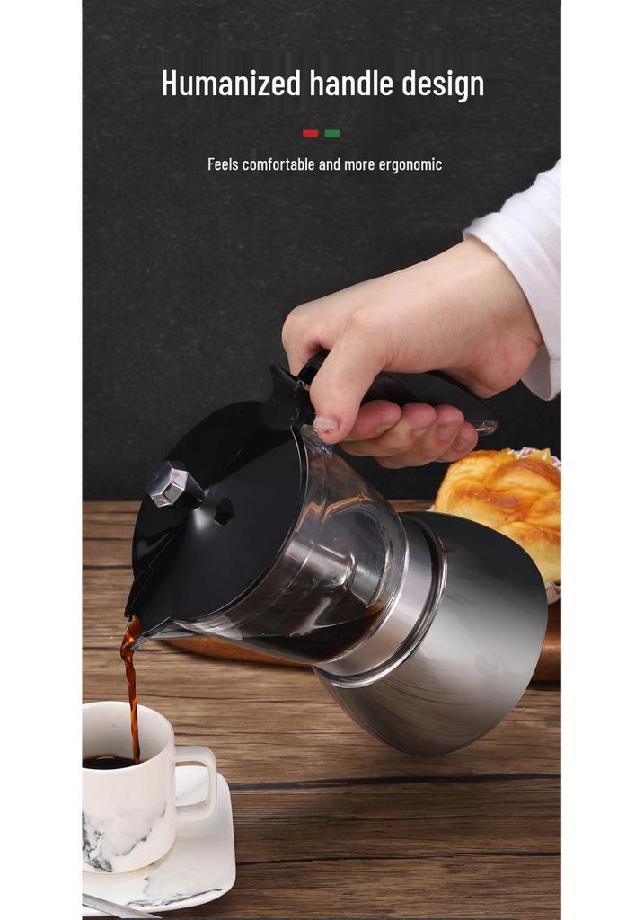 Cross Mocha Pot Espresso Maker: Portable Italian-Style Coffee Utensils Set for Home Use