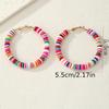 Autumn new mixed-color soft pottery piece circle earrings women's hip-hop exaggerated C-shaped earrings