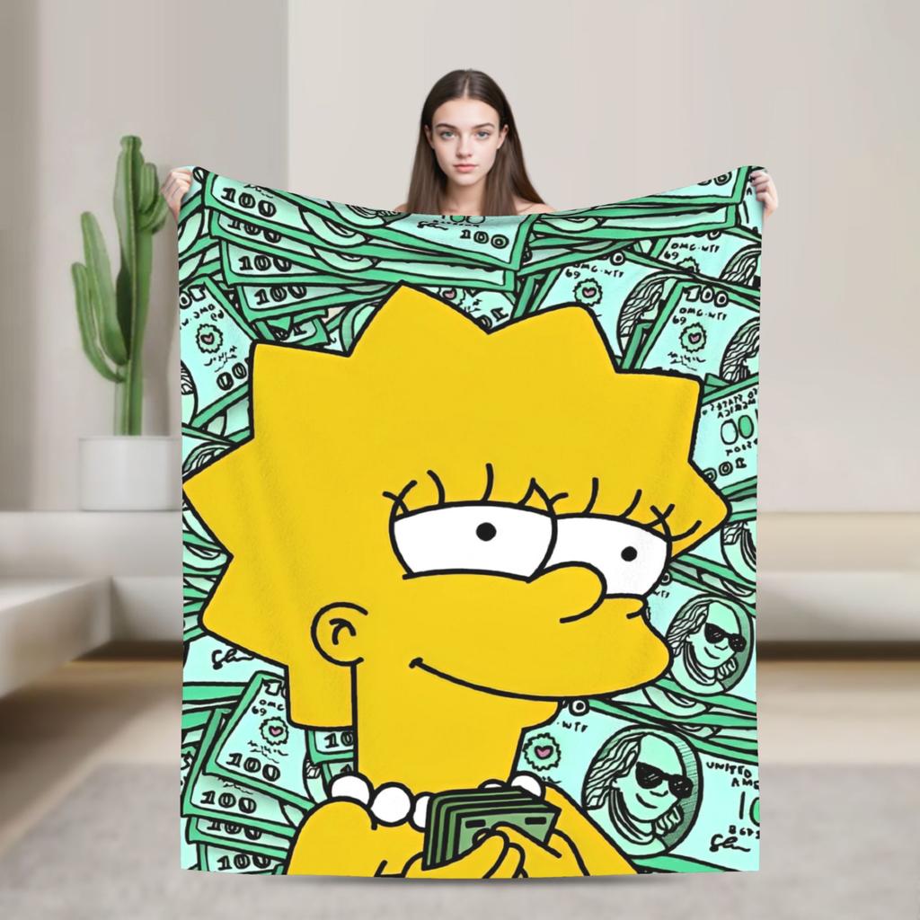 Super Warm Blanket Decorative The Simpsons Cartoon Throw Blanket Flannel Bedspread For Couch Chair Fluffy Sofa Bed Cover
