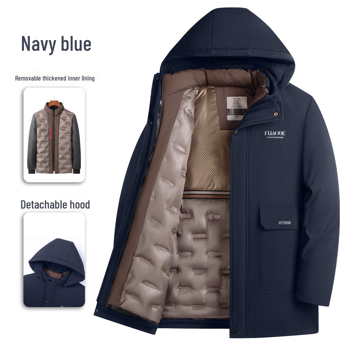 

Men s 2025 Thickened Cotton Coat - Warm Detachable Jacket for Middle-Aged and Elderly 2XL