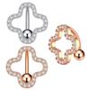 Reversed Bar Star Moon Four-leaf Clover Navel Piercing Nombril for Women Girl Crystal Belly Button Ring Inverted Barbell Jewelry