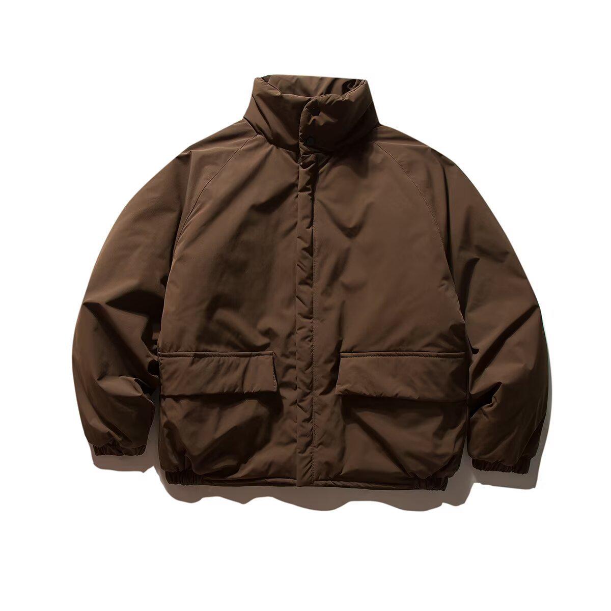 

Men s Japanese Retro Coffee Stand Collar Cotton Jacket - Winter Warmth with Large Pockets & Zipper XXL кавовий