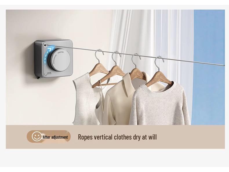 Indoor Retractable Clothesline - Invisible, No-Punch Installation for Bathroom or Balcony