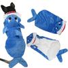 Large Dog Costume Shark Transform Outfit Halloween Christmas Pet Apparel Blue Plush Size 2XL-5XL