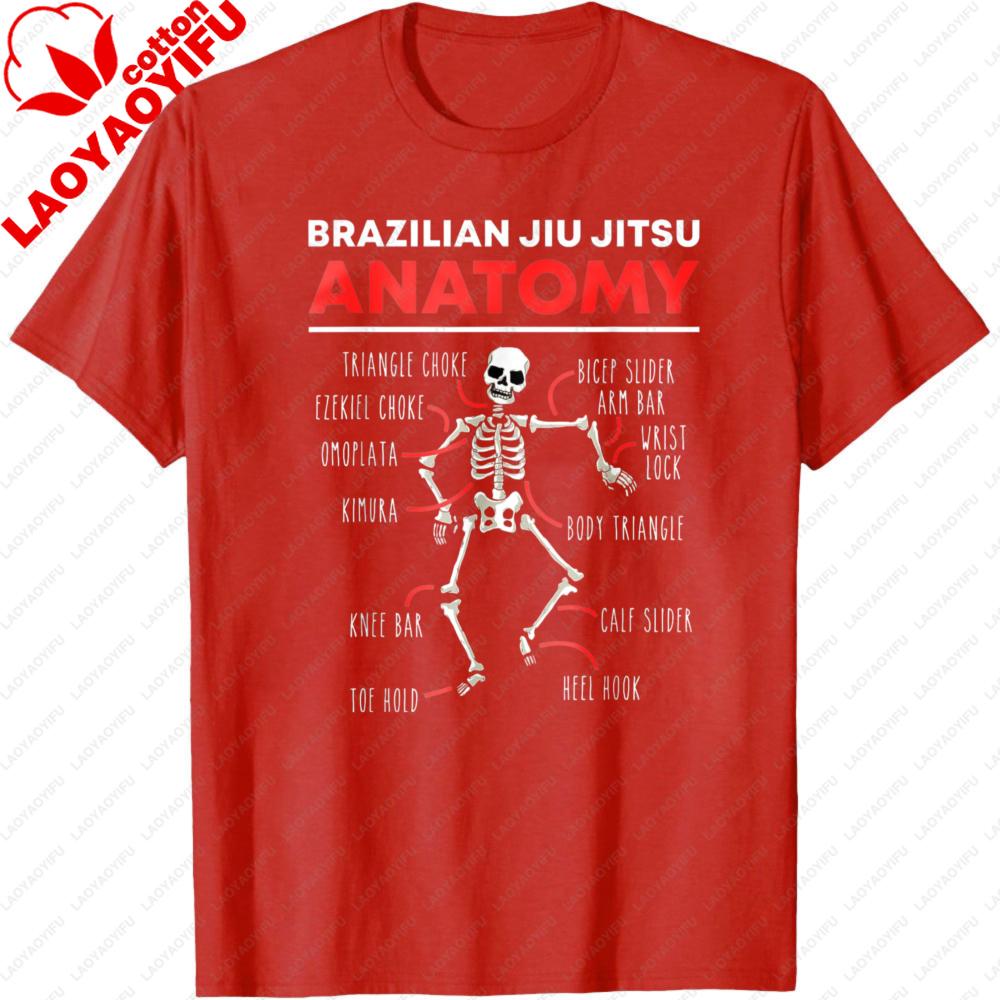 Brazilian Jiu Jitsu Anatomy Men TShirt Skeleton BJJ Techniques Funny Jiu Jitsu Gift Summer Short Sleeve Cotton Casual Tops
