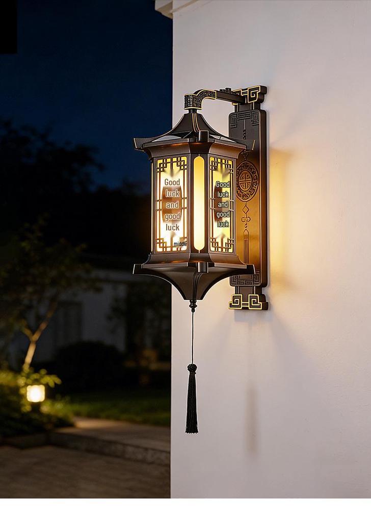 New Solar Wall Lamp - All-Aluminum Chinese Style for Villa, Courtyard, Gate, Pillar & Fence