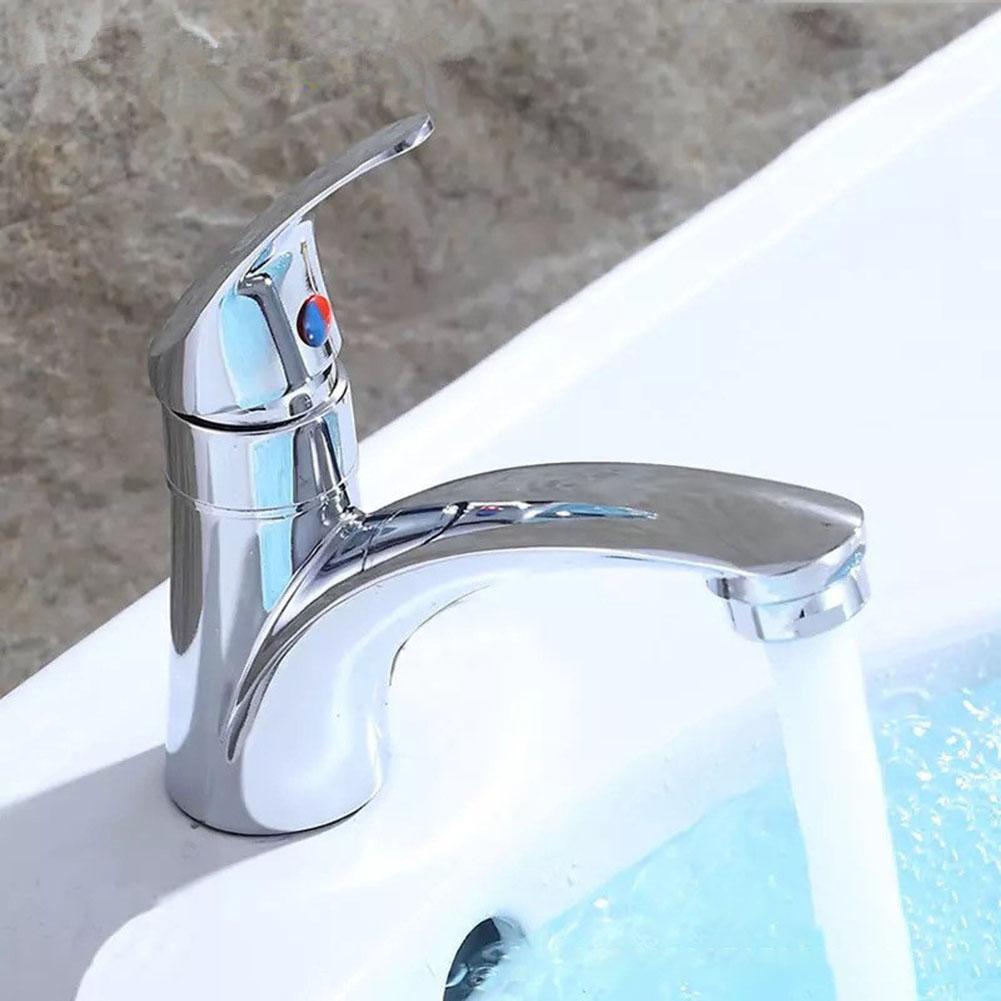 Single Cold Bathroom Basin Faucet, Zinc Alloy Chrome Plated Sink Water Tap With Modern Design For Vanity Bathroom Accessories