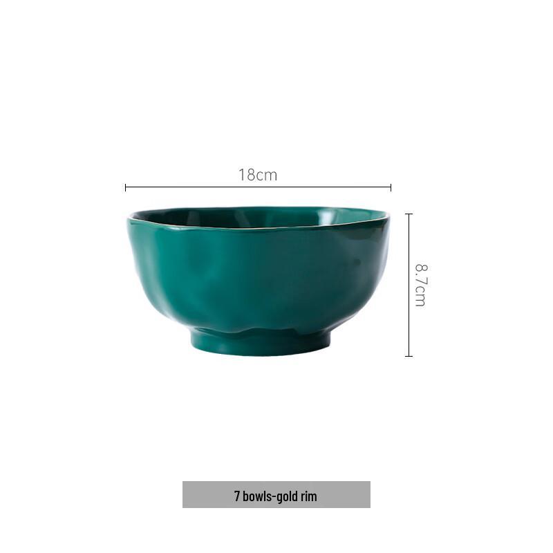 ZISIZ Gold-Rimmed Ceramic Soup Bowl Set