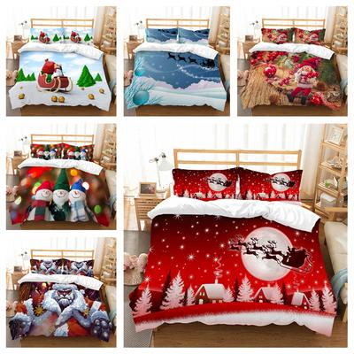 3D Christmas Deluxe Home Bedding Set Quilt Cover Pillowcase Bedroom Bedding Set Duvet Cover Full Size Bedspread
