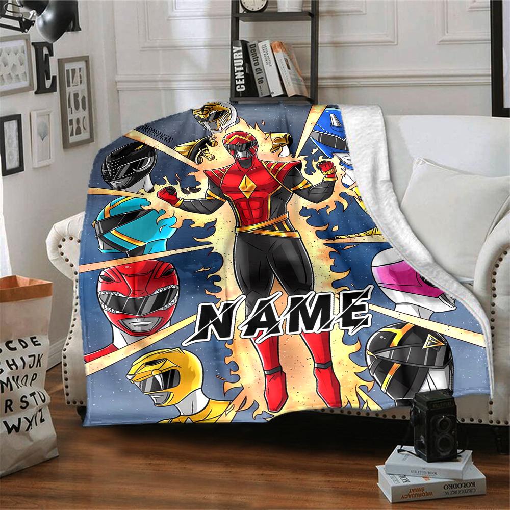 Custom Name Power Rangers Adventure Party Blanket For Couch Bed Plush Cozy Fuzzy Blanket Super Soft Warm Blankets For Fall And Winter 0916263