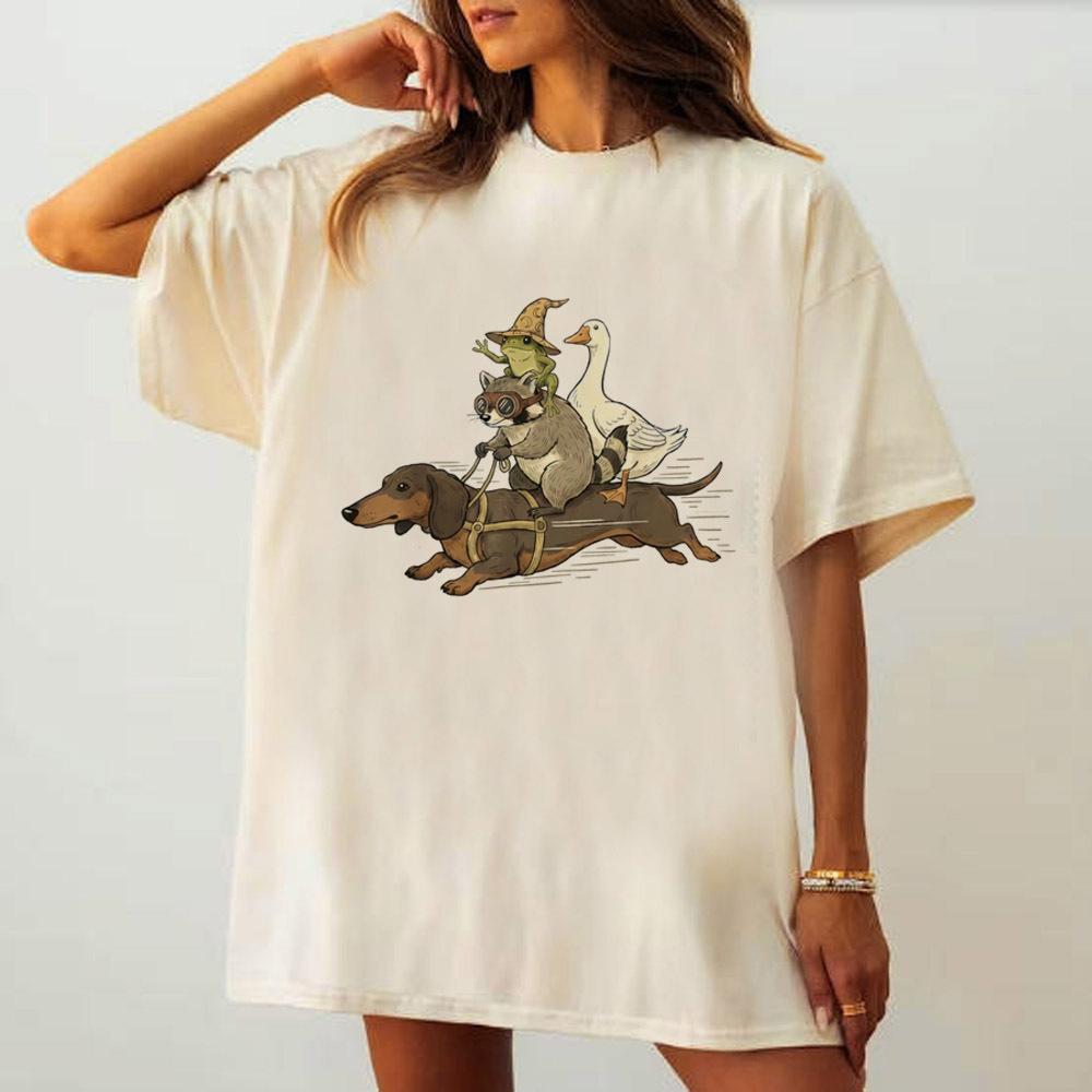 

Dachshund top tees female Grunge Retro streetwear hip hop Gothic tshirt Pastel aesthetic Comfortable 80s S